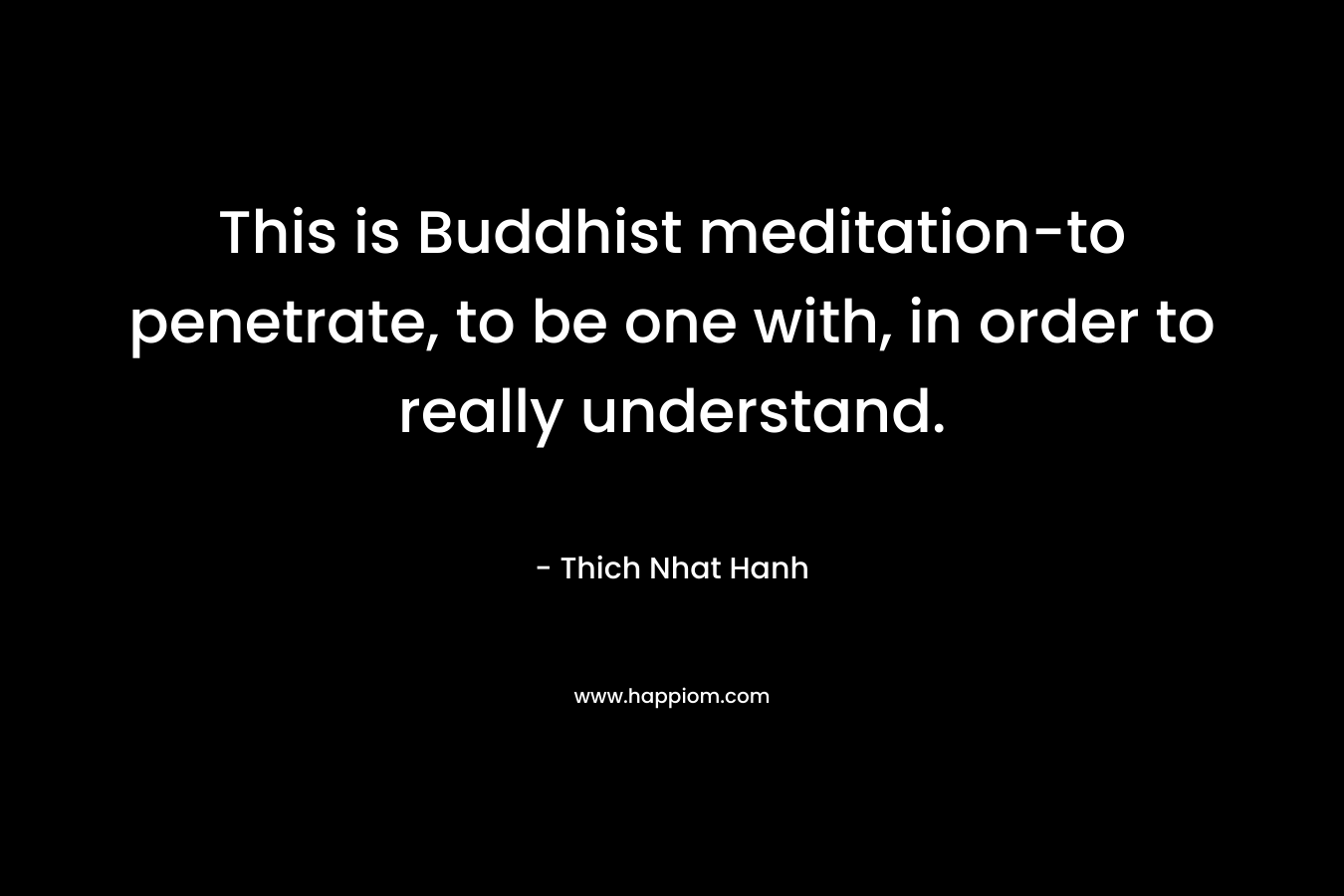 This is Buddhist meditation-to penetrate, to be one with, in order to really understand. – Thich Nhat Hanh
