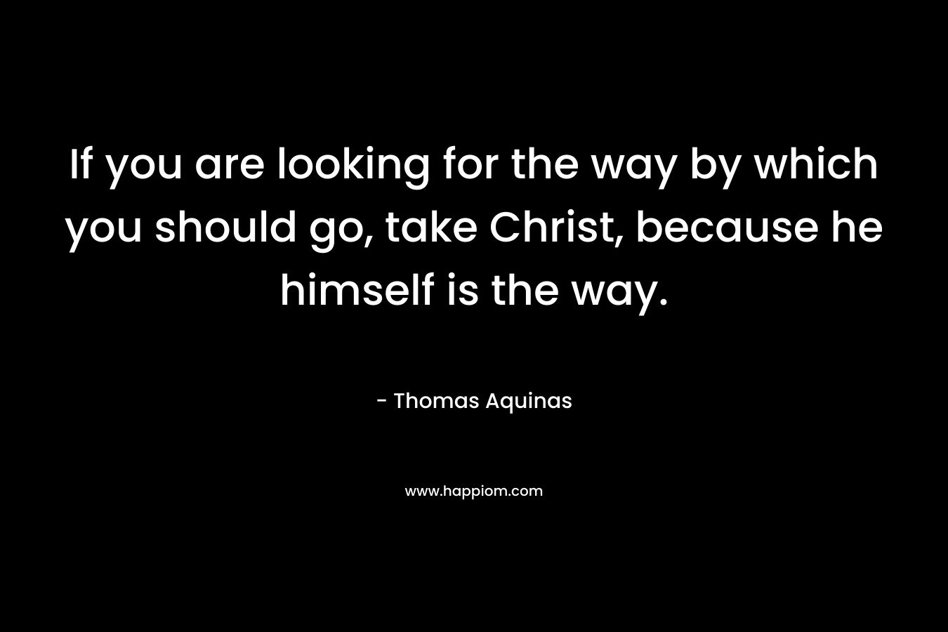 If you are looking for the way by which you should go, take Christ, because he himself is the way.