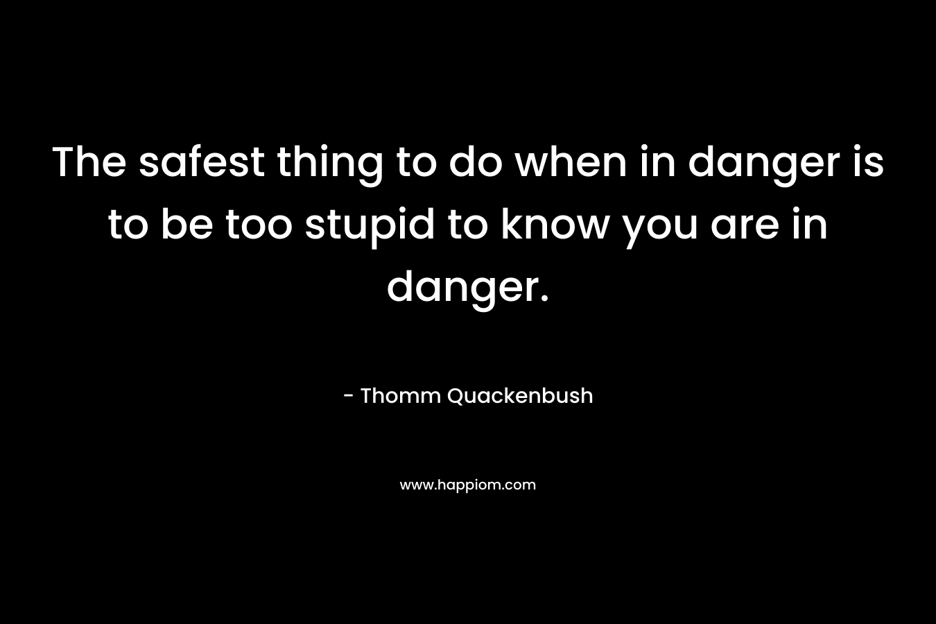 The safest thing to do when in danger is to be too stupid to know you are in danger. – Thomm Quackenbush