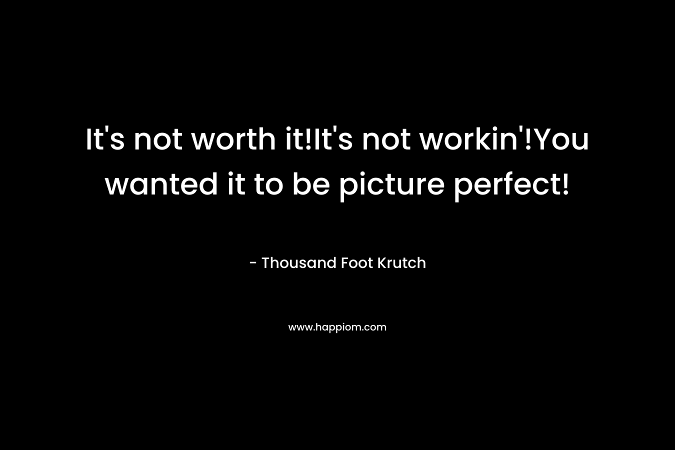 It’s not worth it!It’s not workin’!You wanted it to be picture perfect! – Thousand Foot Krutch
