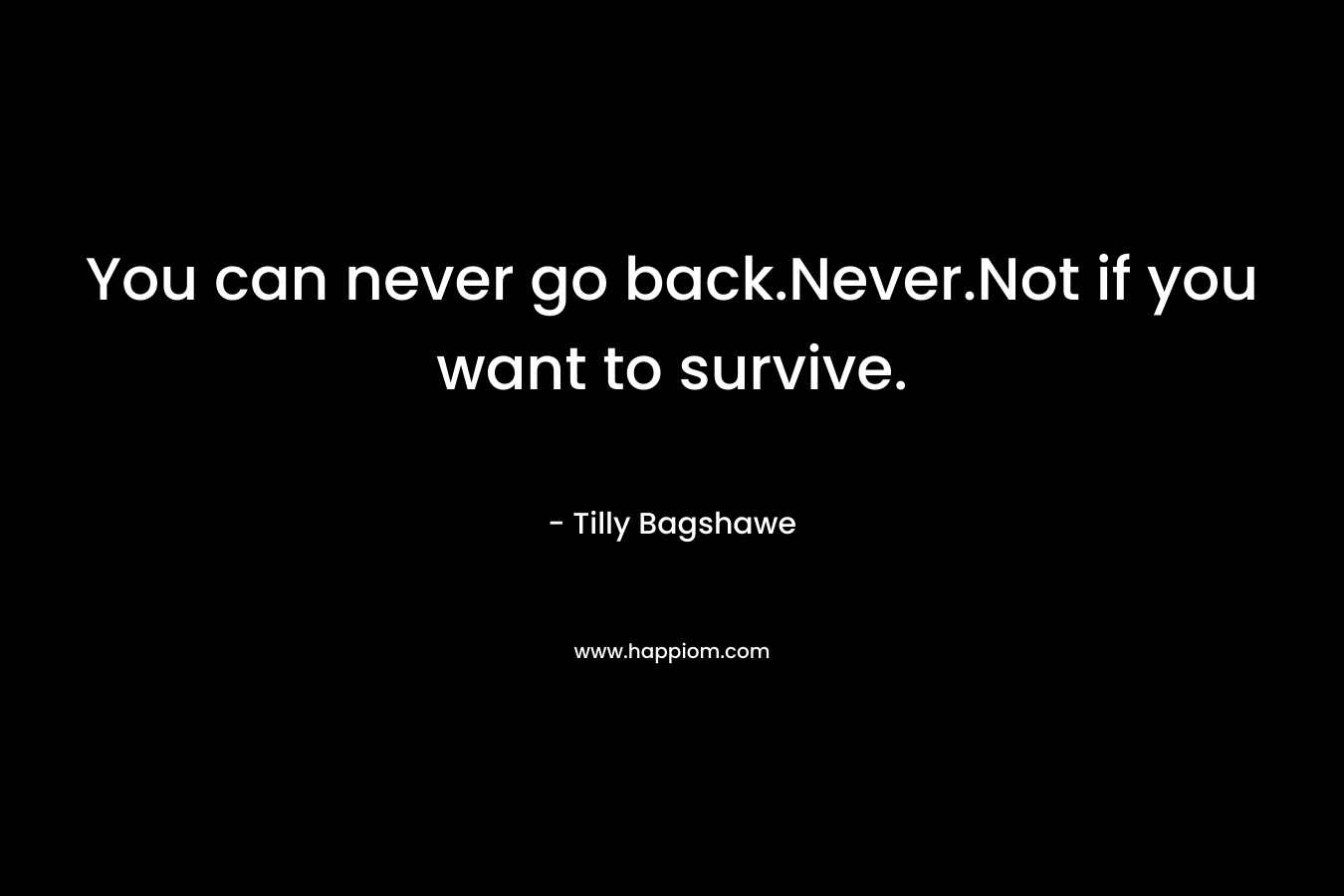 You can never go back.Never.Not if you want to survive. – Tilly Bagshawe