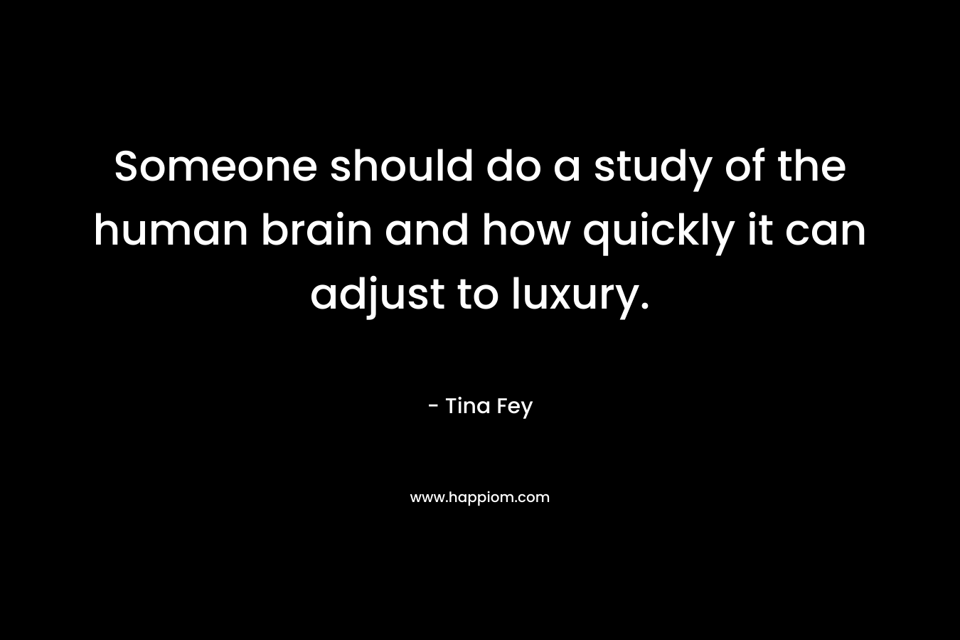 Someone should do a study of the human brain and how quickly it can adjust to luxury. – Tina Fey