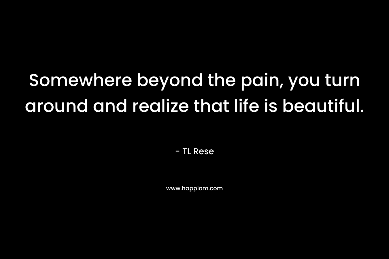 Somewhere beyond the pain, you turn around and realize that life is beautiful.