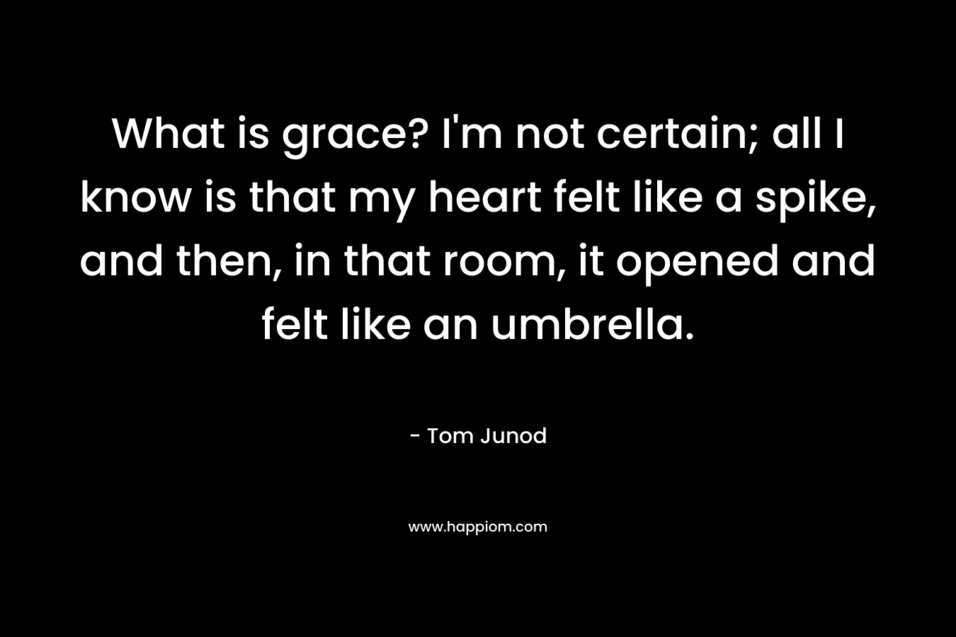 What is grace? I'm not certain; all I know is that my heart felt like a spike, and then, in that room, it opened and felt like an umbrella.