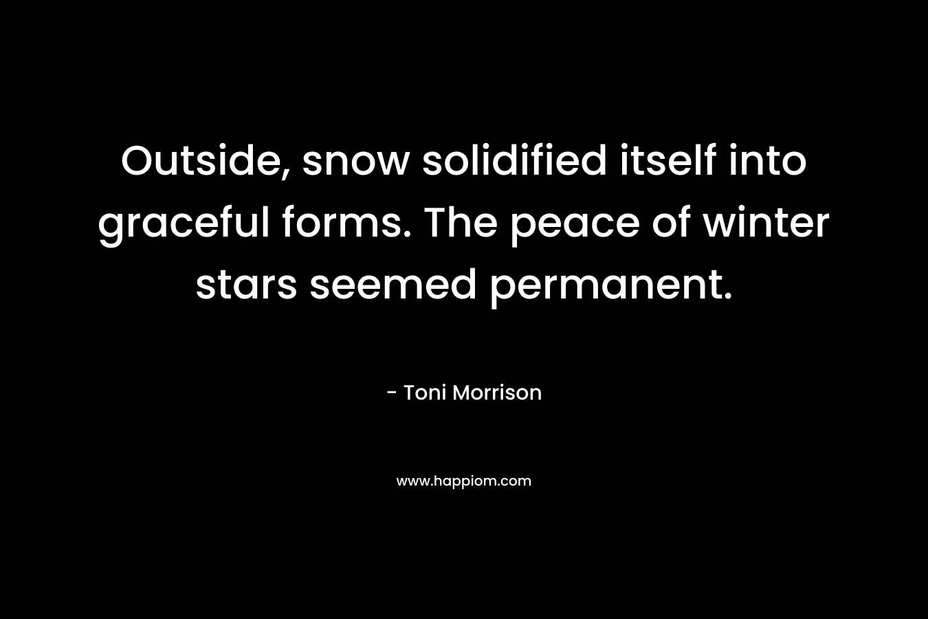 Outside, snow solidified itself into graceful forms. The peace of winter stars seemed permanent.