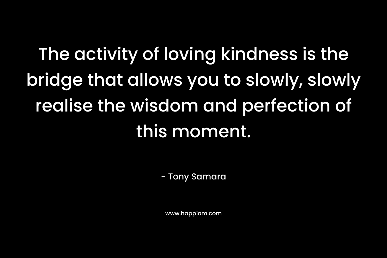 The activity of loving kindness is the bridge that allows you to slowly, slowly realise the wisdom and perfection of this moment.
