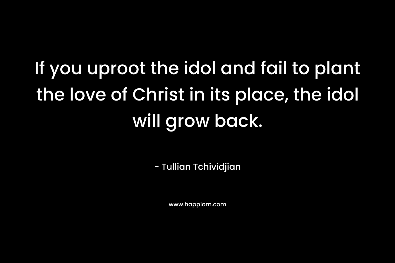 If you uproot the idol and fail to plant the love of Christ in its place, the idol will grow back.