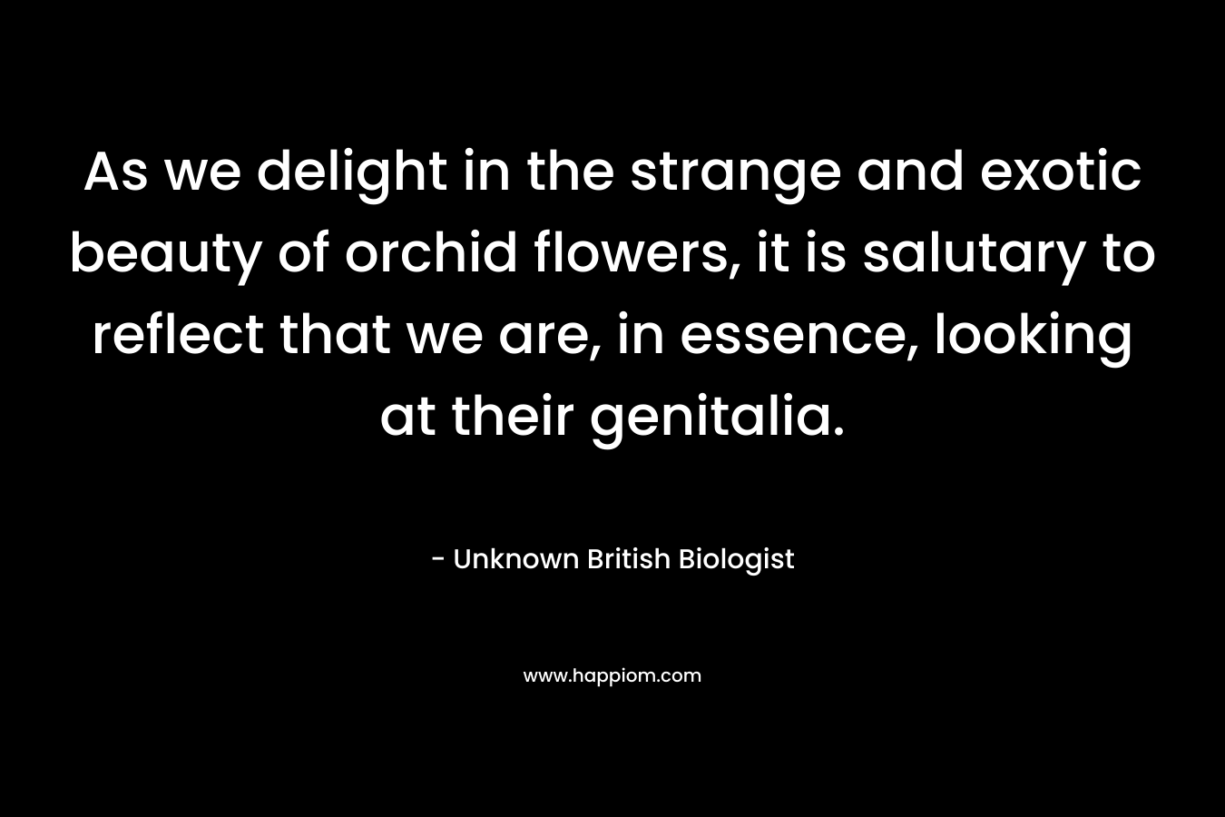 As we delight in the strange and exotic beauty of orchid flowers, it is salutary to reflect that we are, in essence, looking at their genitalia.