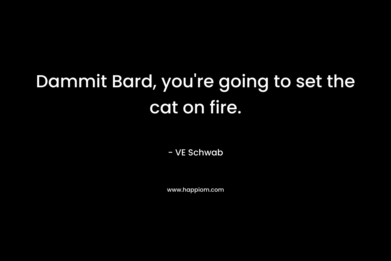 Dammit Bard, you’re going to set the cat on fire. – VE Schwab