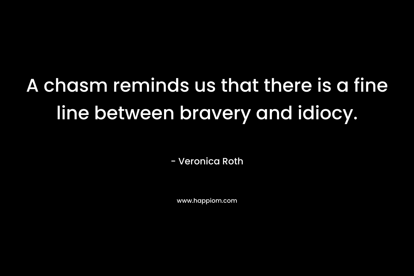 A chasm reminds us that there is a fine line between bravery and idiocy. – Veronica Roth