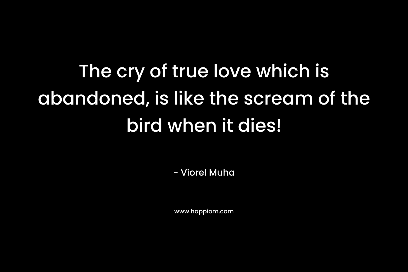 The cry of true love which is abandoned, is like the scream of the bird when it dies! – Viorel Muha