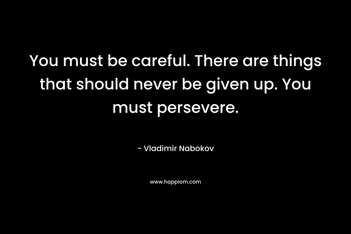 You must be careful. There are things that should never be given up. You must persevere. – Vladimir Nabokov