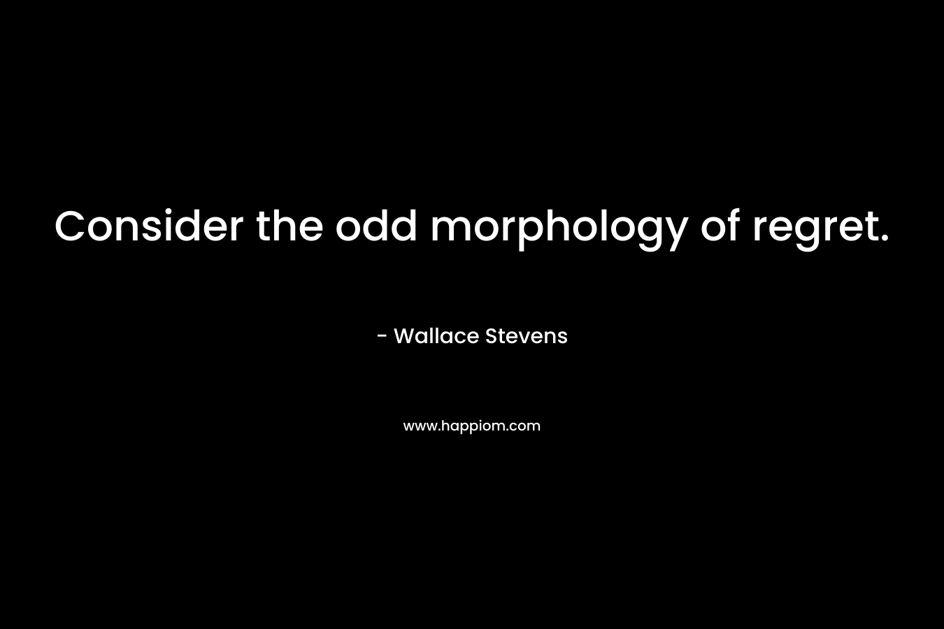 Consider the odd morphology of regret. – Wallace Stevens