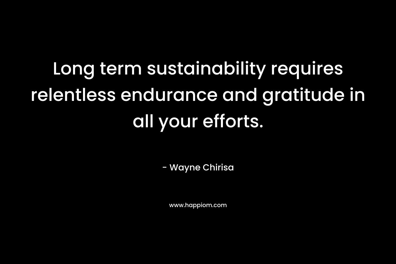 Long term sustainability requires relentless endurance and gratitude in all your efforts. – Wayne Chirisa