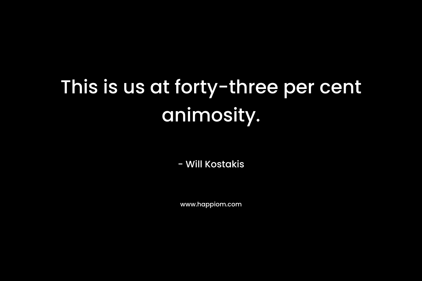 This is us at forty-three per cent animosity. – Will Kostakis