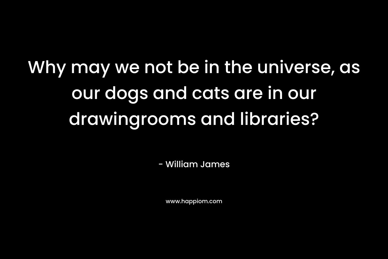 Why may we not be in the universe, as our dogs and cats are in our drawingrooms and libraries? – William James