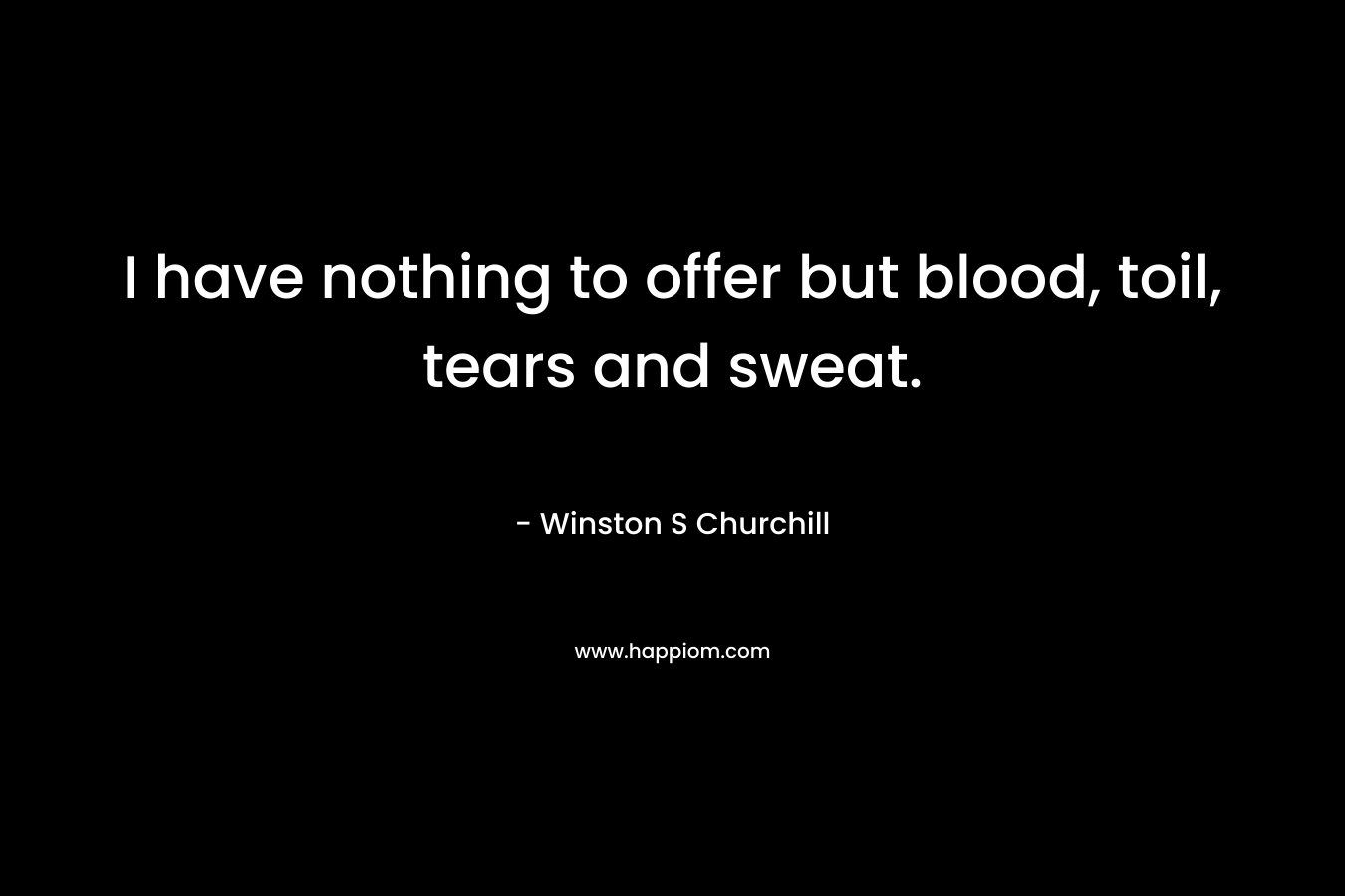 I have nothing to offer but blood, toil, tears and sweat.