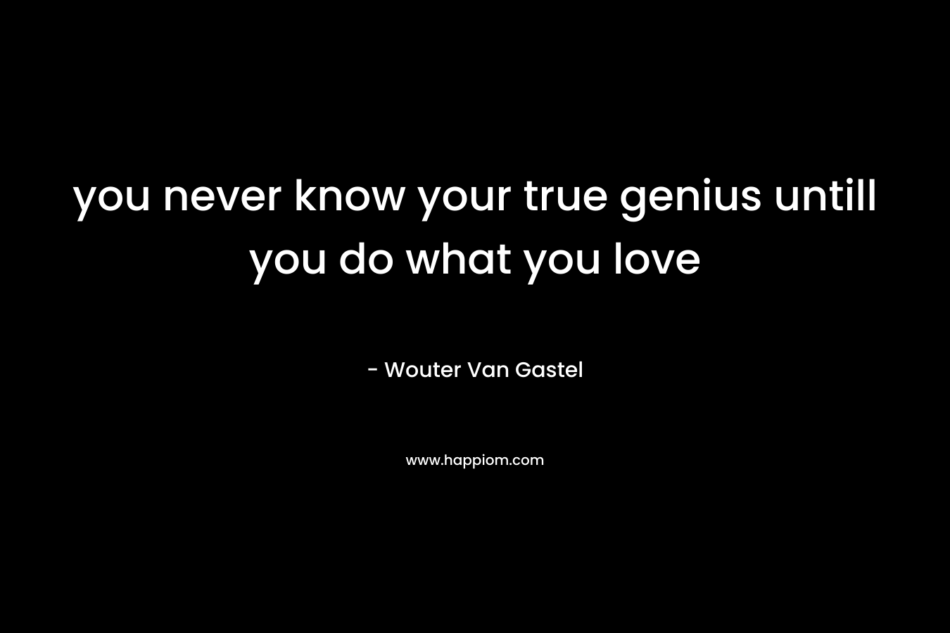 you never know your true genius untill you do what you love – Wouter Van Gastel