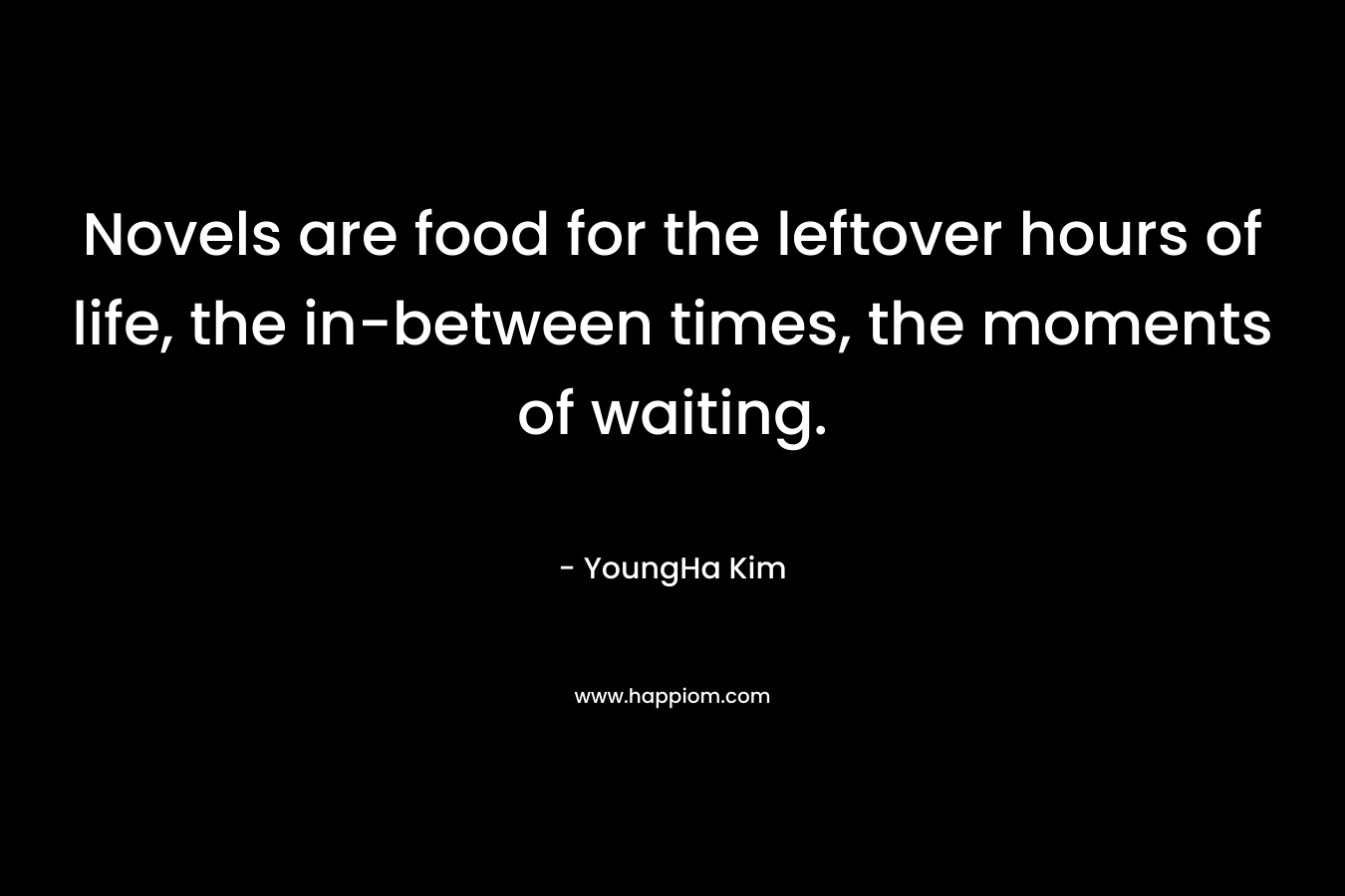 Novels are food for the leftover hours of life, the in-between times, the moments of waiting. – YoungHa Kim